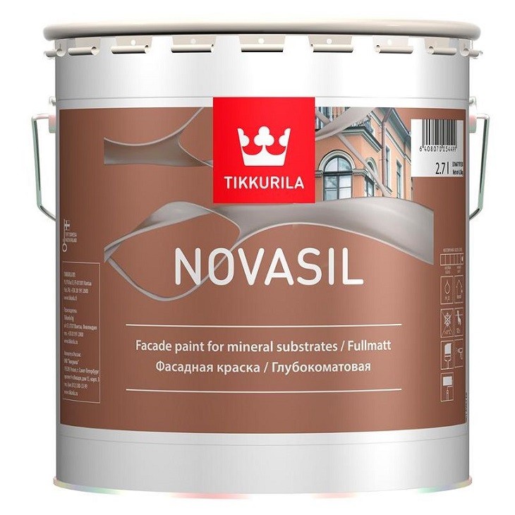 Краска фасадная Tikkurila Novasil база MRC глубокоматовая 2,7 л