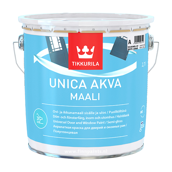 Краска для  окон и дверей Tikkurila Unica Akva Maali основа А 9 л