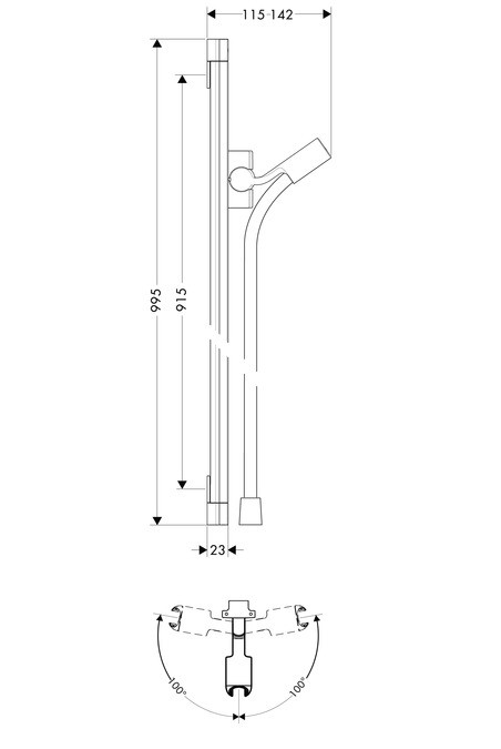 Душевая штанга Hansgrohe PuraVida 27844000 900 мм