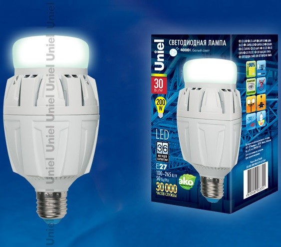 Лампа светодиодная Uniel Venturo LED-M88-30W/NW/E27/FR ALV01WH
