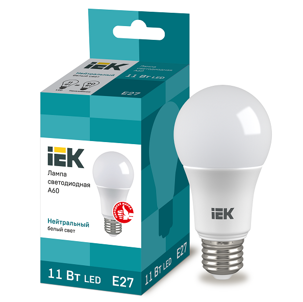 Лампа светодиодная IEK Eco A60 11W Е27 4000К 