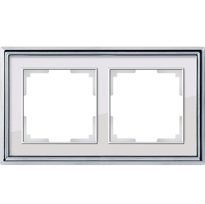 Рамка двухместная Werkel Palacio WL17-Frame-02 хром/белый