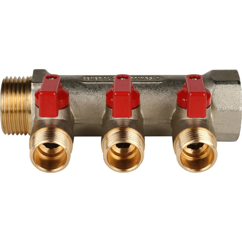 Коллектор с шаровыми кранами Stout SMB-6200-011203 на 3 выхода 1/2 дюйма 