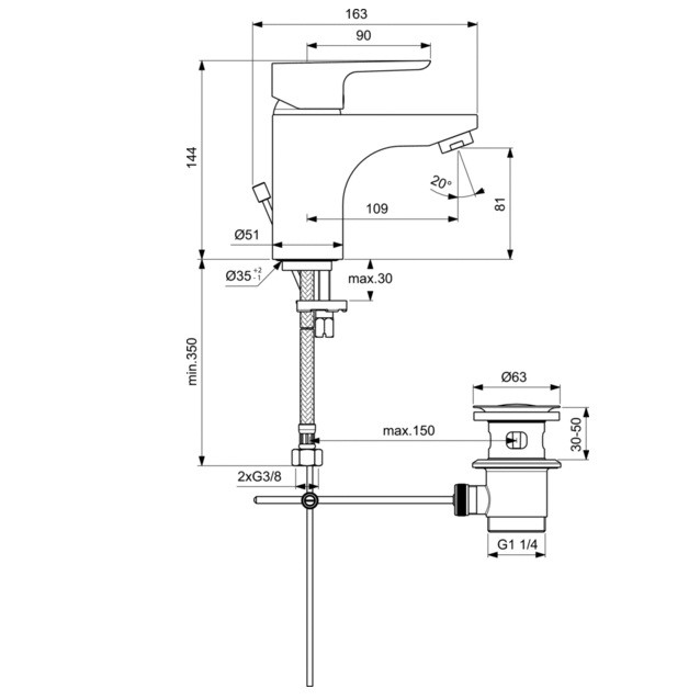 Смеситель для умывальника Ideal Standard Ceraplan III B0704AA
