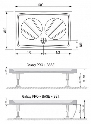 Поддон душевой Ravak Gigant Pro прямоугольный 1000x800х30 мм