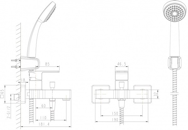 Смеситель для ванны Bravat Riffle F672106C-B