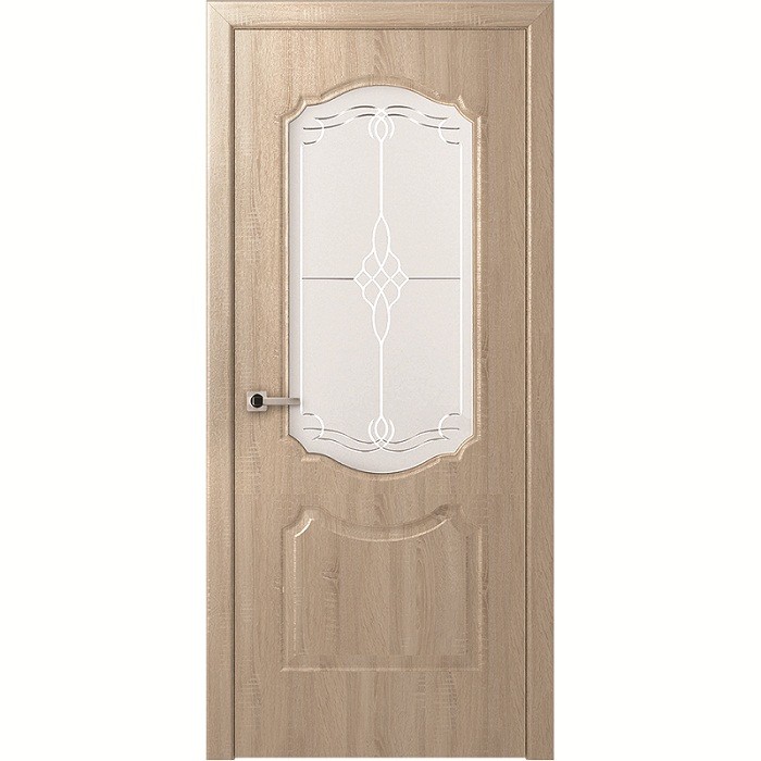Дверное полотно Belwooddoors Перфекта Дуб Дорато стекло мателюкс белый витраж 2000х700 мм