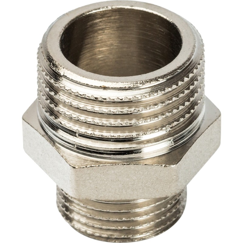 Ниппель переходной Stout SFT-0004-001238 1/2х3/8 дюйма никелированный с наружной резьбой