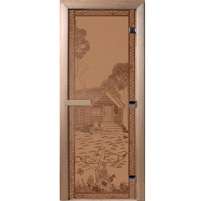 Дверь для сауны стеклянная Doorwood DW00922 Банька в лесу бронза матовая 800х2000 мм 