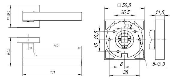 Ручка дверная Fuaro Flash DM CP/SN-8 хром/матовый никель