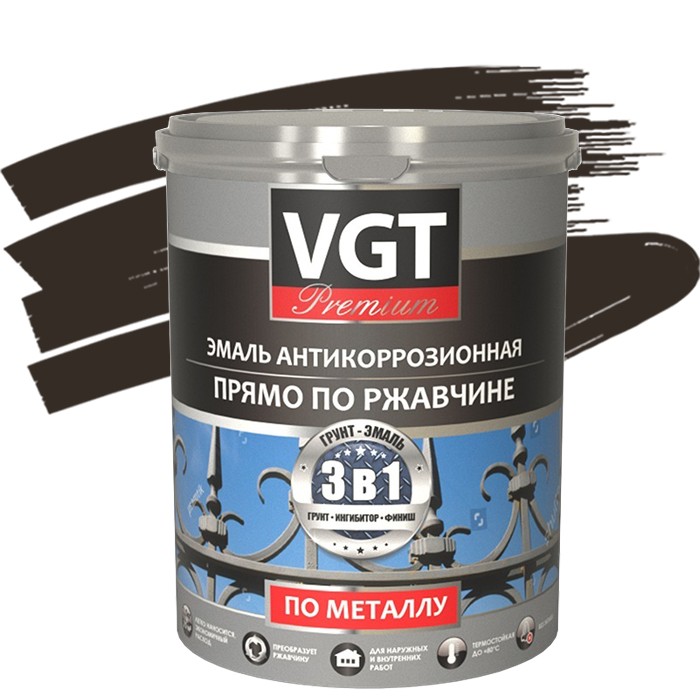 Эмаль антикоррозионная VGT Профи ВД-АК-1179 3 в 1 темно-коричневая 10 кг