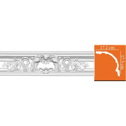 Плинтус потолочный полиуретановый Decomaster DP 41 2400х175х172 мм
