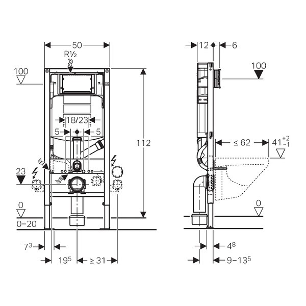 Комплект монтажный для унитаза Geberit Duofix Sigma 40 111.370.00.5 UP320