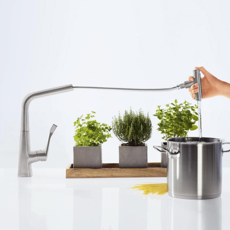 Смеситель для кухни Hansgrohe Metris Select 240 14857000 с выдвижным изливом