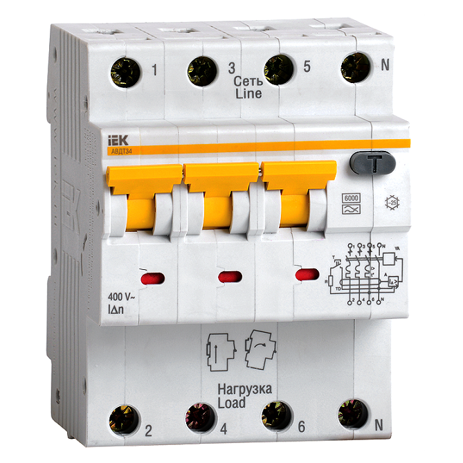 Автоматический выключатель дифференциального тока IEK АВДТ 34 C10 30мА