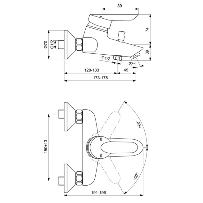 Смеситель для ванны Ideal Standard Ceraplus B8208AA