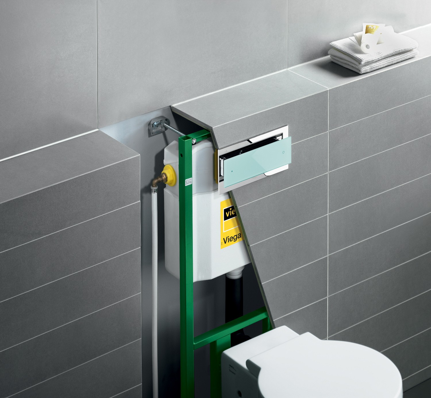 Инсталляция для подвесного унитаза Viega Eco Plus 660321 816193 с кнопкой смыва Style 10 хром 596323 8315.1