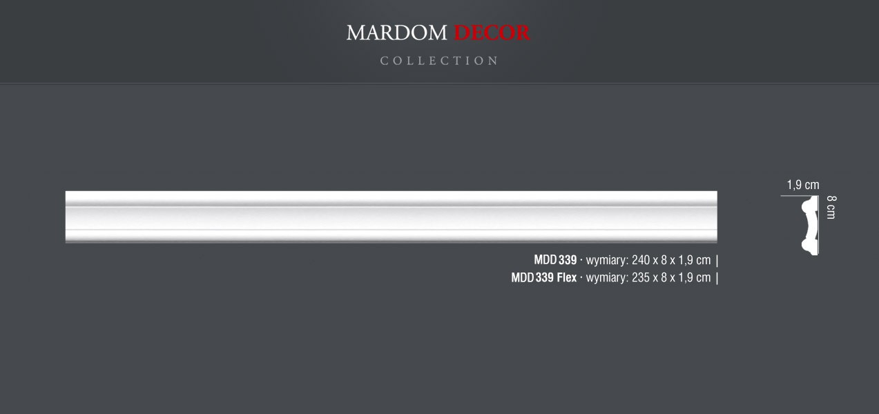 Молдинг полиуретановый Mardom Decor MDD339F 2350х80х19 мм