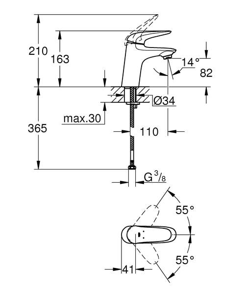 Смеситель для раковины Grohe Eurostyle 23715003