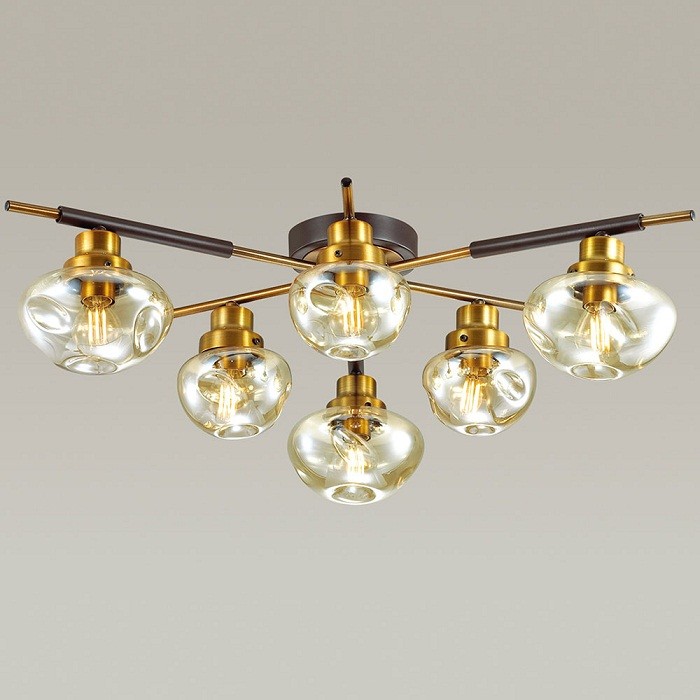 Люстра потолочная Lumion Yoshi 4405/6C коричневая/золотая E14 6х40W 220V