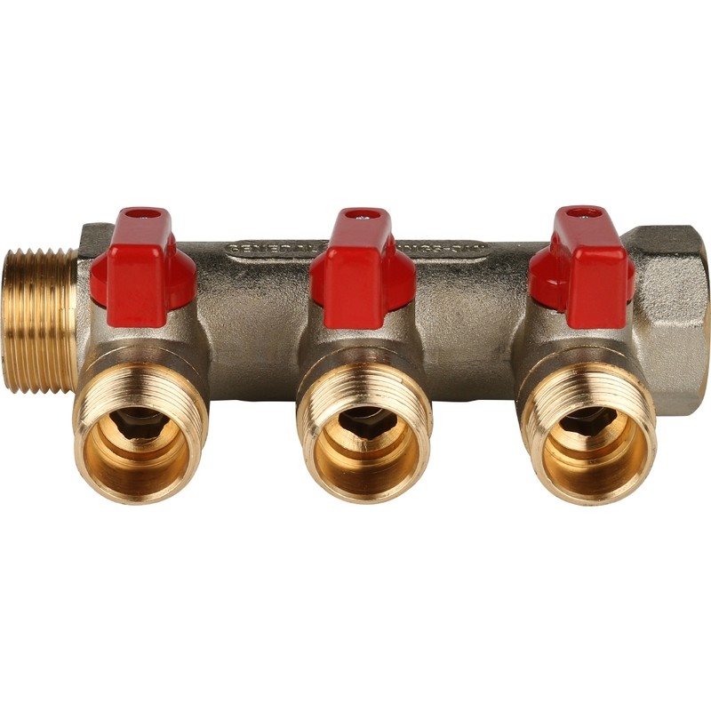 Коллектор с шаровыми кранами Stout SMB 6200 341203 на 3 выхода 1/2 дюйма 