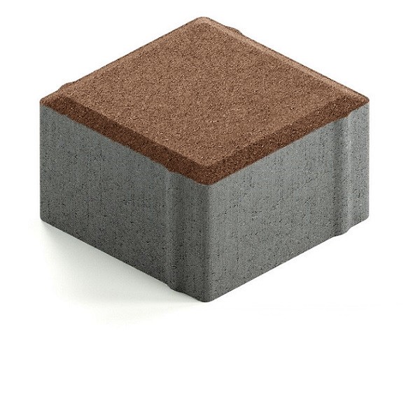 Тротуарная плитка Steingot Практик 60 из серого цемента с частичным прокрасом квадрат коричневая 100х100х60 мм