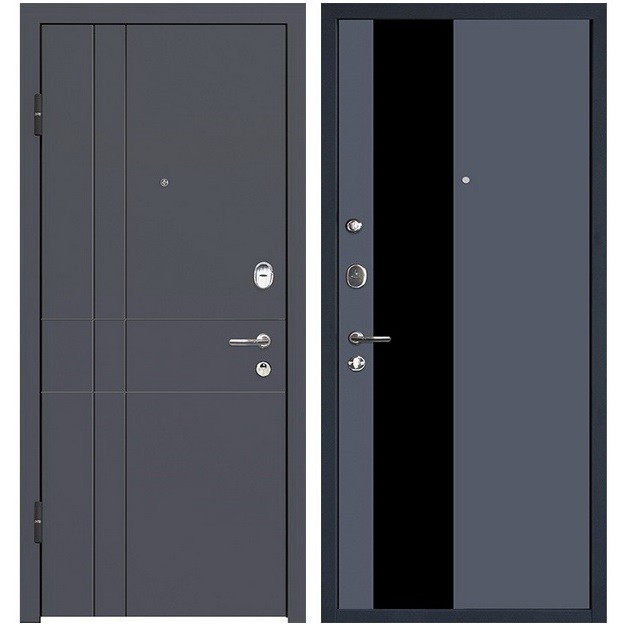 Дверь входная металлическая МеталЮр М16 левая 2050х860 мм снаружи МДФ винорит Антрацит внутри МДФ Антрацит серебро
