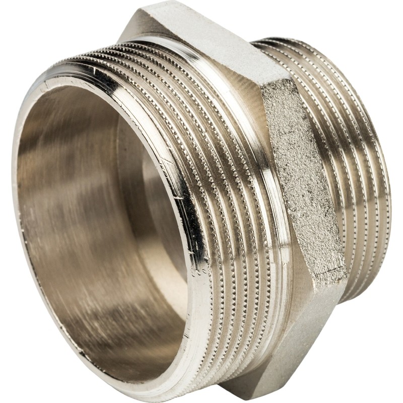 Ниппель переходной Stout SFT-0004-002112 2х1 1/2 дюйма никелированный с наружной резьбой