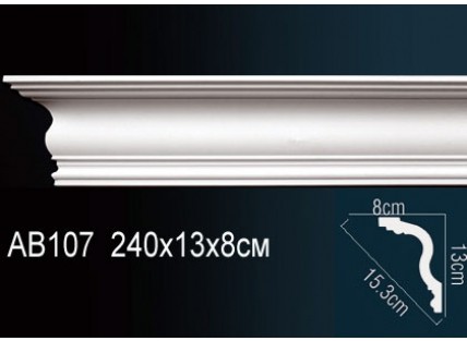 Карниз потолочный полиуретановый Перфект AB107 2400х130х80 мм