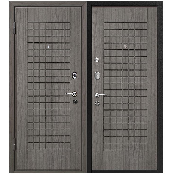 Дверь входная металлическая МеталЮр М4 левая 2050х860 мм снаружи и внутри МДФ винорит Грей
