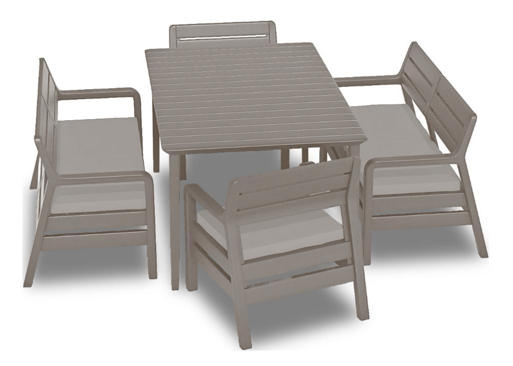 Комплект мебели Allibert Delano set with Lima table 160 коричневый-серо-бежевый