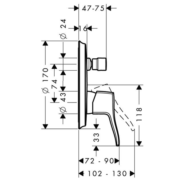 Смеситель для ванны Hansgrohe Metris Classic 31485000