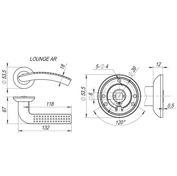 Ручка дверная Fuaro Lounge AR AB/GP-7