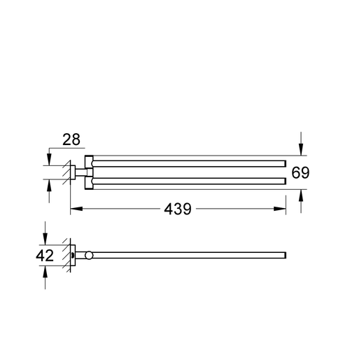 Полотенцедержатель Grohe Essentials Cube 40624001 двойной поворотный