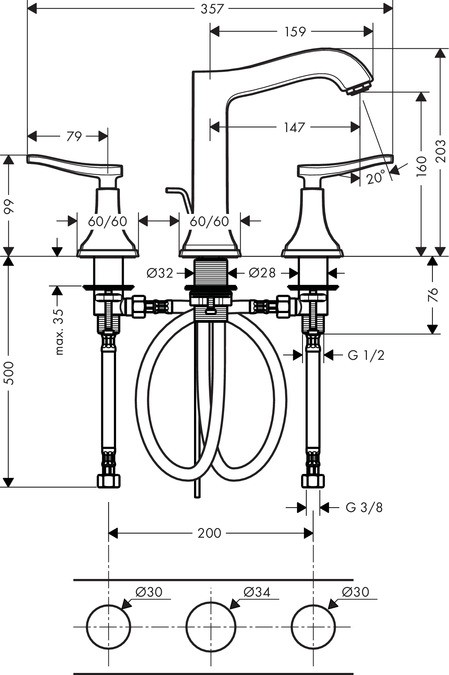 Смеситель для раковины Hansgrohe Metropol 31331000