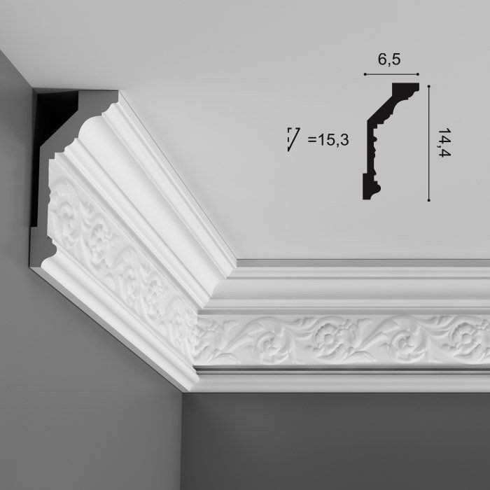 Карниз потолочный полиуретановый Orac Decor Luxxus C303F 2000х65х144 мм