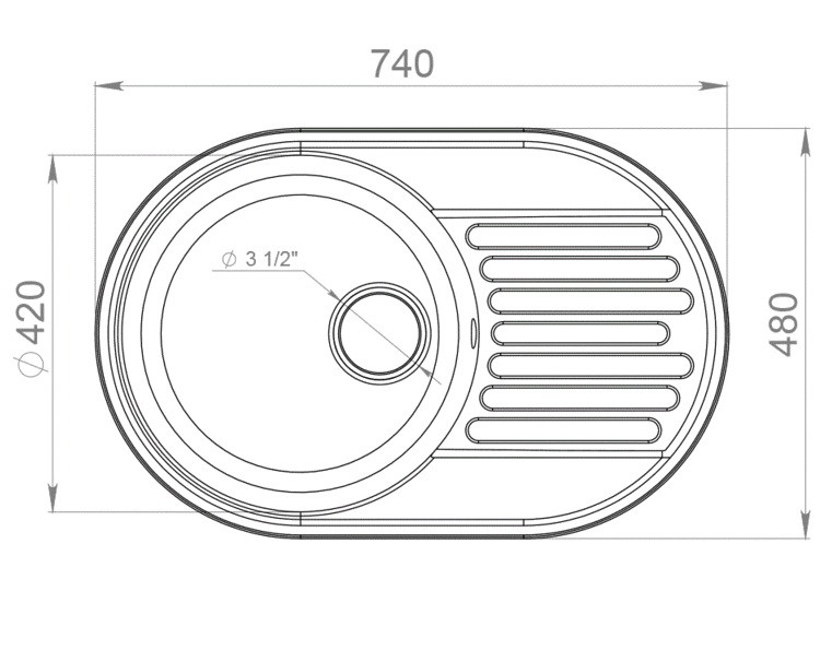 Кухонная мойка GranFest Quarz GF-Z18 740х480 мм композитная песочная