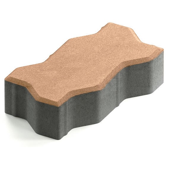 Тротуарная плитка Steingot Практик 60 из белого цемента с частичным прокрасом зигзаг бежевая 225х112,5х60 мм