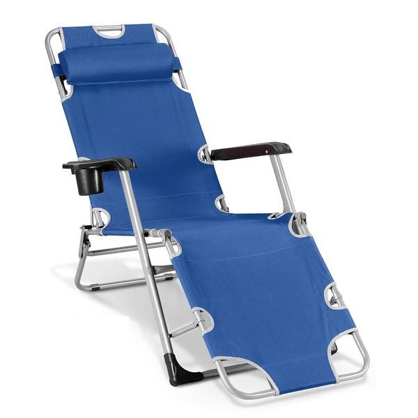 Шезлонг раскладной Афина-Мебель CHO-103D Blue Прима синий