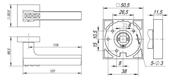 Ручка дверная Fuaro Crystal Flash DM CP-8