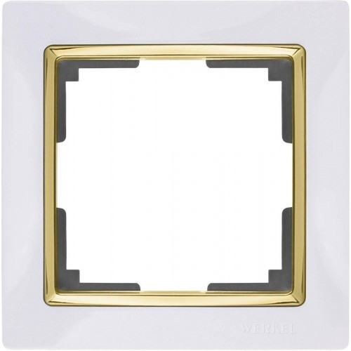 Рамка одноместная Werkel Snabb WL03-Frame-01-white-GD белая/золото 