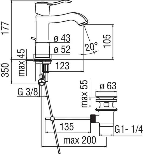 Смеситель для раковины Nobili Sofi SI98118/1BR