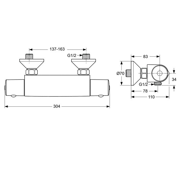 Термостат для душа Ideal Standard Ceratherm 50 A6367AA