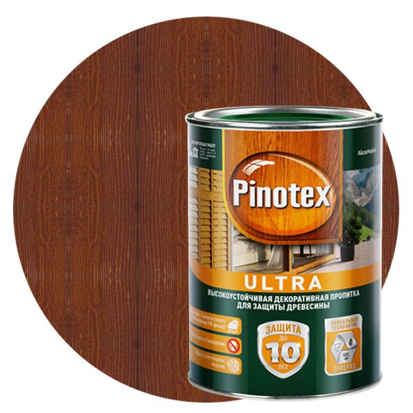 Пропитка для древесины Pinotex Ultra Красное дерево 1 л