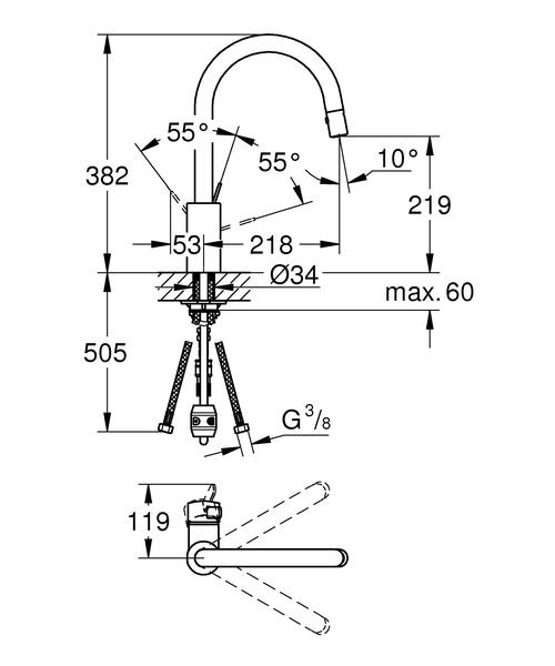 Смеситель для кухни Grohe Eurosmart Cosmopolitan 31481000