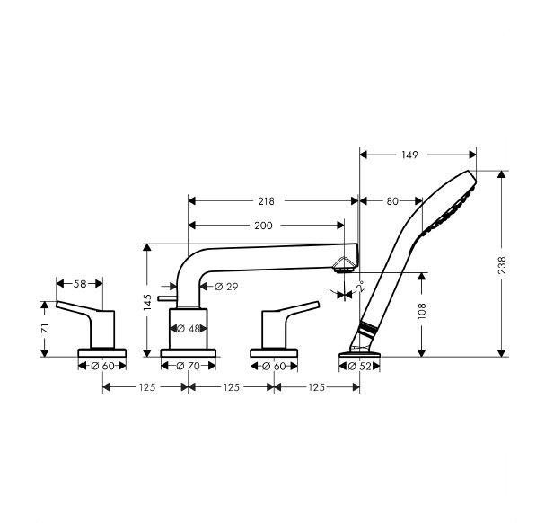 Смеситель на борт ванны Hansgrohe Talis S 72418000