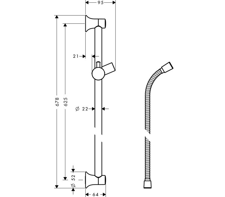 Душевая штанга Hansgrohe Unica Classic 27617000 650 мм