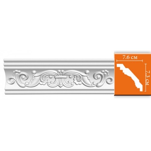 Плинтус потолочный полиуретановый Decomaster 95406 2400х76х73 мм