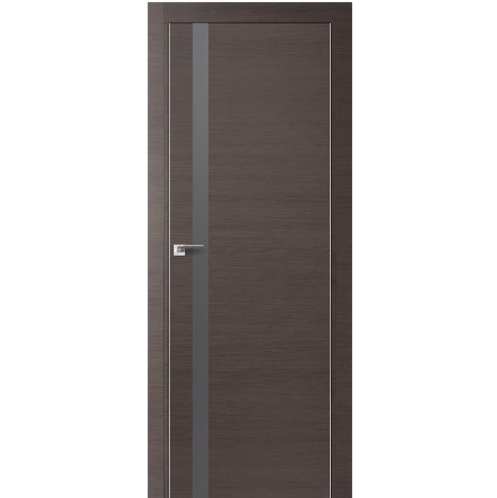 Дверное полотно Profil Doors 6Z экошпон Грей кроскут стекло матовое серебро 2000х800 мм с врезкой под магнитный замок и скрытые петли