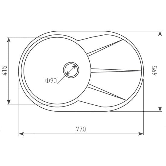 Кухонная мойка Zigmund & Shtain Kreis OV 770B гранитная Черный базальт